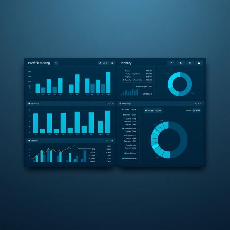 Multi-panel portfolio dashboard with P&L and asset breakdown charts